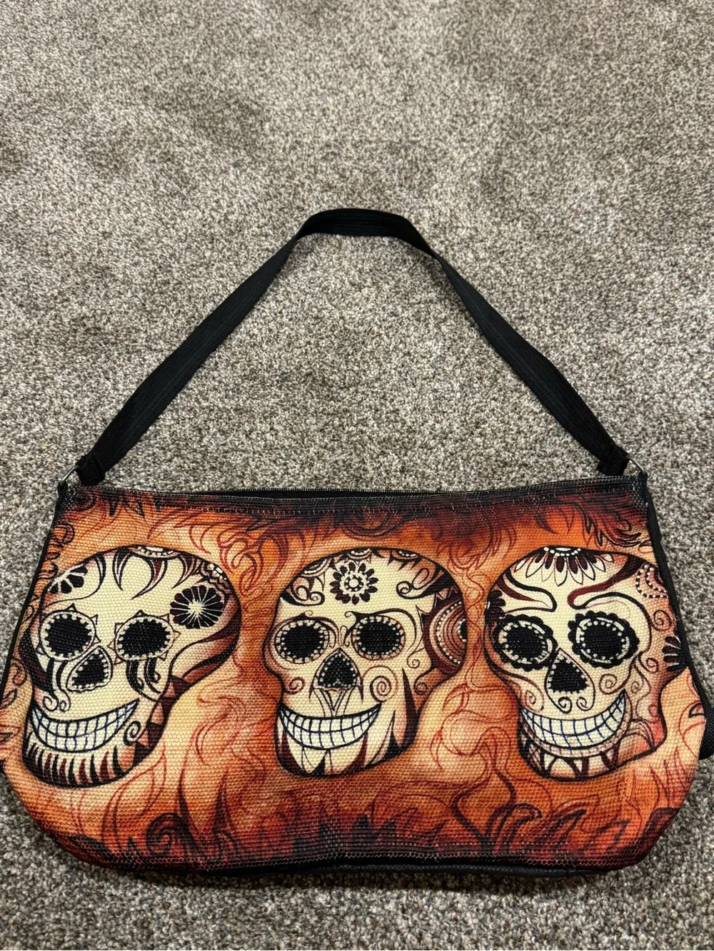 Vtg. El Paso Saddleblanket co. Day of the Dead Skull cotton shoulder bag